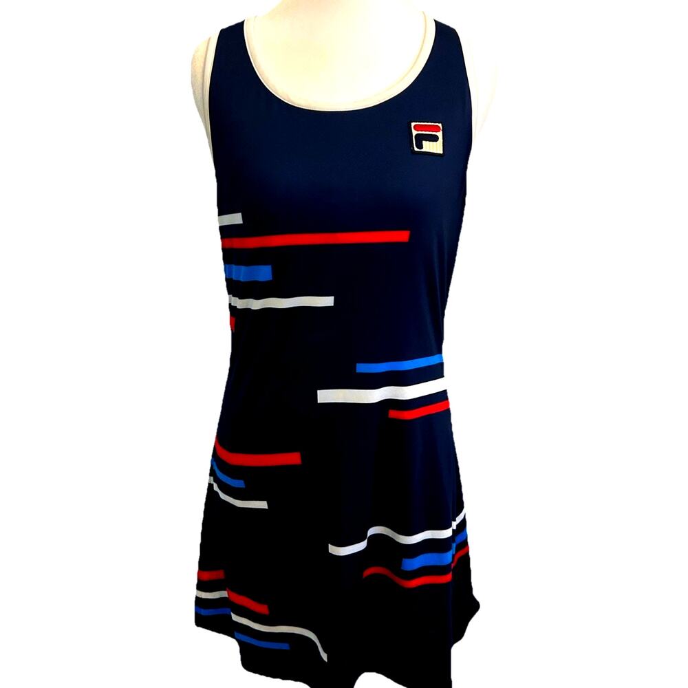FILA Pickleball Tennis dress MED sports bra retro sporty athletic red blue